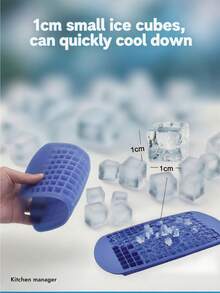 1 个小方形 160 格硅胶冰格，具有良好的耐寒性和耐用性，冰模，布丁模，适用于家庭、酒吧等场所，使用方便。 - 彩色 - 查看 5