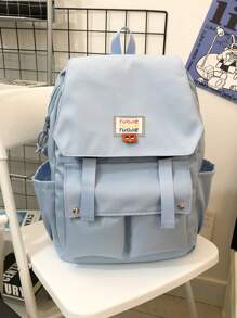 1 件女士日式休闲风格尼龙书包通勤包背包钱包，轻便大容量，配有可调节肩带，适合夏季，适合商务/通勤/工作，适合大学高中假期，极简主义休闲学院风运动风，纯色，其他印花，适合大学生，送给女朋友的女孩礼物 - 彩色 - 查看 5