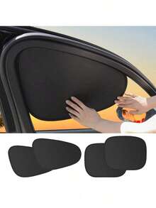 Easypie Selection 1PC/2PCS Car Electrostatic Adsorption Window Sunshade Privacy Side Shade Sunshade Camping Curtain Car Window Sunshade Car UV Cooling Kit Simple Adsorption Installation Foldable Storage Does Not Take Up Space - Black - View 2