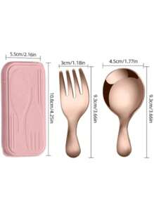 3-teiliges tragbares 304 Edelstahl Besteckset mit Gabel, Löffel und Aufbewahrungsbox, perfekt für Büro, Küche, Schule, Picknicks, Camping und Outdoor-Aktivitäten, Geschenk zum Schulanfang