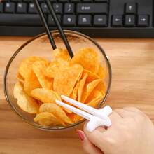 6 Pcs Finger Chopsticks For Gamers - Snack Grabber Tongs U Bracket - Chips Snack Gamer Utensil - Reusable Dishwasher Safe Plastic - Helper Snacking Tool