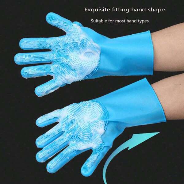 1pc Halloween Pet Bathing Gloves, Magical Dog And Cat Bathing Tool, Silicone Grooming Glove For Kitchen, Cleaning, Pet Wash, With Massage Brush, Bath, Scratch & Bite Proof, Waterproof