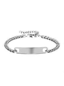[Pulsera personalizada] Pulsera de acero inoxidable con cadena retro clásica con forma de arco, pulsera con nombre grabado personalizable, pulsera ajustable con nombre personalizado, joyería de boda, regalo de aniversario, Día de San Valentín (para él), regalo ideal (para ella, novio, novia, papá, familia, amigos, hijo, mamá, hija, abuelos), adecuado para aniversario, cumpleaños, uso diario, boda, ceremonia de graduación, baile, fiesta