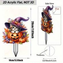 1 buah Dekorasi Halaman Kucing Halloween Plastik 2D, Bahan Plastik, Cocok untuk Halloween, Natal - MultiWarna - View 4