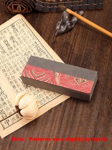 1pc Vintage Classical Style Leather Glasses Case With Retro Pattern Portable Hard Shell Eyewear Protection For Men Women Stylish Gift - Multicolor - View 5