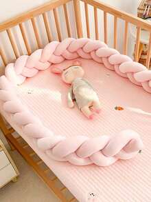 1 Set 3-Ply Baby Crib Braided Soft Bumper, Cradle Mattress, Children's Room Braided Bed Rail Soft Pad, 3-Strand Braided Anti-Collision Bar, Crib Guardrail, Newborn Bedding Accessories, 1M/2M/3M - Multicolor - View 4