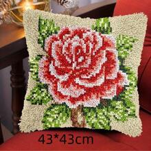 Lock Hook Kit DIY Material Bag Pillowcase Flower Pattern Cross-Stitch Sofa Cushion Home Decor Pillowcase