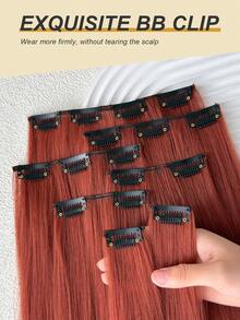 22" Straight Hair Extensions Clip-In, Orange & Red, Women's 18" Wavy Synthetic Hair Extensions Clip-In, Silver - Burnt Orange - View 6