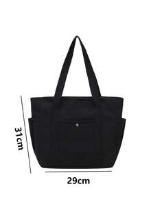 大容量手提帆布包，时尚通勤百搭单肩包，适合工作、学校、旅行 - 彩色 - 查看 4