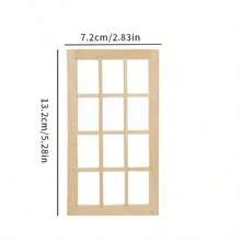 1件 1:12 迷你家具 DIY 迷你門窗素色材質模型配件 可上色上漆 雙開素色 6 格窗 實木尖頂 4 格方門 娃娃屋迷你家具模型 - 彩色 - 查看 6