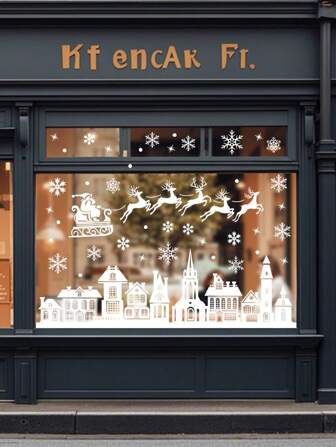 Statiska fönsterklistermärken för jul - Vit julgran, ornament, snöflingor, lämplig för hem, kontor, köpcentrumfester under vinterhelgerna Juldekorationer Juldekorationer Juldekorationer Hem Juldekoration