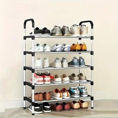 1pc Multi-Tier Shoe Rack, Simple Iron Pipe Independent Shoe Rack, Easy To Assemble, Suitable For Rental House, Entrance, Hallway, Bedroom, Bathroom, Office And Living Room, Used For Organizing Shoes