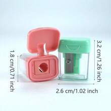 1 pièce Taille-crayon mini en plastique de couleur macaron, avec couvercle rabattable. Taille-crayon de papeterie pour étudiants, violet