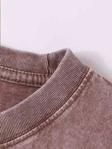 (240g Sleeveless Pure Cotton Washed Vest) 'FLYRICH' 240g Spring/Summer Heavyweight Pure Cotton Washed Vest With Lips Print, Suitable For Daily Wear - 咖啡棕 - 查看 5