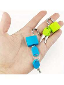 Candado mini con llave, candado pequeño multicolor con llave, candado de metal colgante, candado de equipaje, con cubierta de plástico, candado colgante con llave de cobre, apto para equipaje, mochila, caja, bolso de laptop - Multicolor - Ver 1