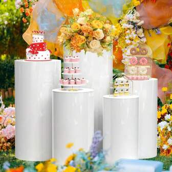 Party Cylindrical Base Stand, 3pcs/5pcs Round Cylindrical Stand, Suitable For Party White Pillar, Wedding Pillar Display Base, Cake Stand, Suitable For Birthday, Baby Shower, Holiday Table Decoration