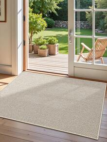 1pc Polyester Material, Simple Ins Style Dual-Color Woven Texture Doormat, Modern Fashion Woven Pattern, Easy To Clean, Wear-Resistant, Dust-Proof, Suitable For Entryway Function Mat Door Mat Kitchen Mat&Rug Home Decor Entryway Decor Bathroom Kitchen Decor Kitchen Rug - Khaki - View 11