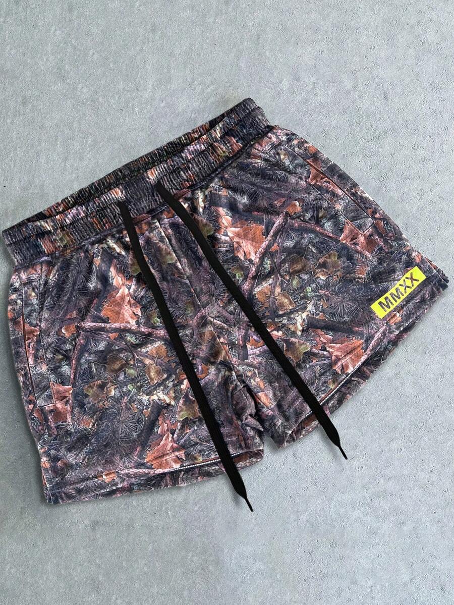 Quần short thể thao nhanh khô Colorblock dành cho nam có dây rút, trang phục thường ngày đi biển, họa tiết Paisley, phong cách Hawaii - màu đen - Xem 1