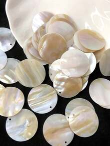 10件，天然贝壳圆珠吊坠，男女皆宜，可制作耳环、项链、手链、发饰、脚链、发夹。可用作手机壳、钥匙扣装饰。可用作护身符、装饰品。打造独特魅力的珠宝。DIY装饰配件。手工珠宝珠饰。返校季。珠子