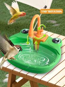 Electric Water Circulation Parrot Bird Bath Tub With Water Dispenser, Plastic With Faucet, Pet Bathing Basin (Batteries Not Included, Some Accessories Random) - Multicolor - View 3