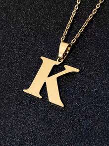 1 pezzo Semplice e alla moda collana con pendente a lettera 26 in acciaio inossidabile, adatta per uso quotidiano, un ottimo regalo per gli amici - Multicolore - Visualizzare 28