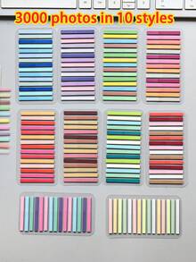 10 Set Of Very Fine PET Index Posted A Total Of 3000 Pieces Each Style 3000 Tiny Translucent And Stickers Strips Tags Stick Plastic Can Stick A Posted 1 Student Textbook Use Waterproof Bag,School Supplies,Back To School