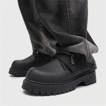New 2024 Autumn/Winter Low-Top Boots For Men, Retro Work Shoes, Thick Sole, Increasing Height, Versatile Leather Shoes