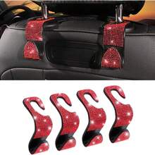 2 ganchos para asiento de coche con cristales brillantes, ganchos colgadores para reposacabezas de automóvil, ganchos traseros para bolso, bolsa de la compra, ropa de color rojo - 2 piezas - Ver 20