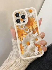 1pc Yellow Daisy Floral Pattern Designed With Precision Holes To Protect Camera, Thick And Shock-Absorbent Milky White Phone Case Compatible With IPhone 11 Pro Max, 12 Pro Max, 13 Pro Max, 14 Pro Max, 15 Pro Max, 16 Plus, 16 Pro Max, 16E, Compatible With Galaxy A55, A15, S24 Ultra, Compatible With Redmi, Compatible With OPPO, Compatible With Realme, Compatible With VIVO, Compatible With Infinix, Compatible With Honor, Compatible With MOTO, One Plus Waterproof Shockproof Anti-Fall Scratch Resistant,International Version, Not The Domestic Version - White - View 5