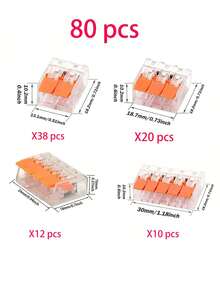 48/80/130pcs Box: Super Fast Pole Line Connectors - 2,3,4 & 5 Port Cable Clamp Wire Connectors, Electrical Wiring Connector Assortment Kit, Electrical Cam-Type Connectors, Suitable For Various Wire Types, Quick Disconnect Compact Splice Connector Terminal Kit, Comes With Transparent Box - Orange - View 9