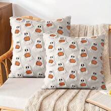 1 pièce Housse de coussin décorative en forme de petit fantôme citrouille pour l'automne, housse de coussin moelleuse et douce pour la décoration de la pièce pendant la récolte d'automne, la Thanksgiving/Halloween. Décoration d'Halloween pour la maison. - Multicolore - Voir 1