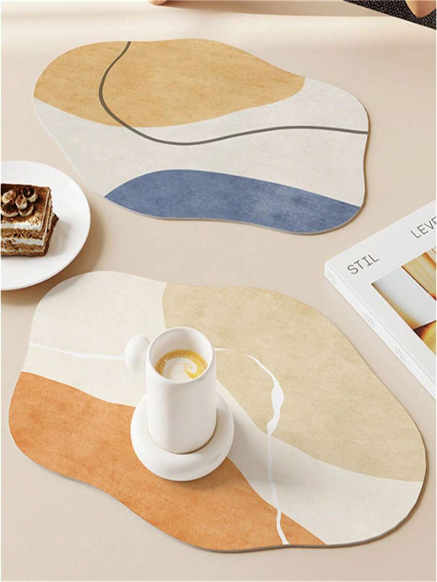 2 peças de jogos americanos com padrão assimétrico, porta-copos, jogos americanos para mesa de jantar, jogos americanos para mesa de cozinha, adequados para cozinha, sala de jantar, decoração de festa, decoração de casa, presente ideal, 30*45 cm - Multicolorido - Ver 1