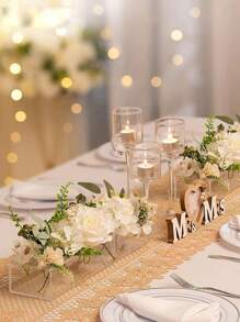 Clear Acrylic Vase Rectangular Floral Centerpiece Table Long Rectangular Decor Modern Vase Wedding Home Decor