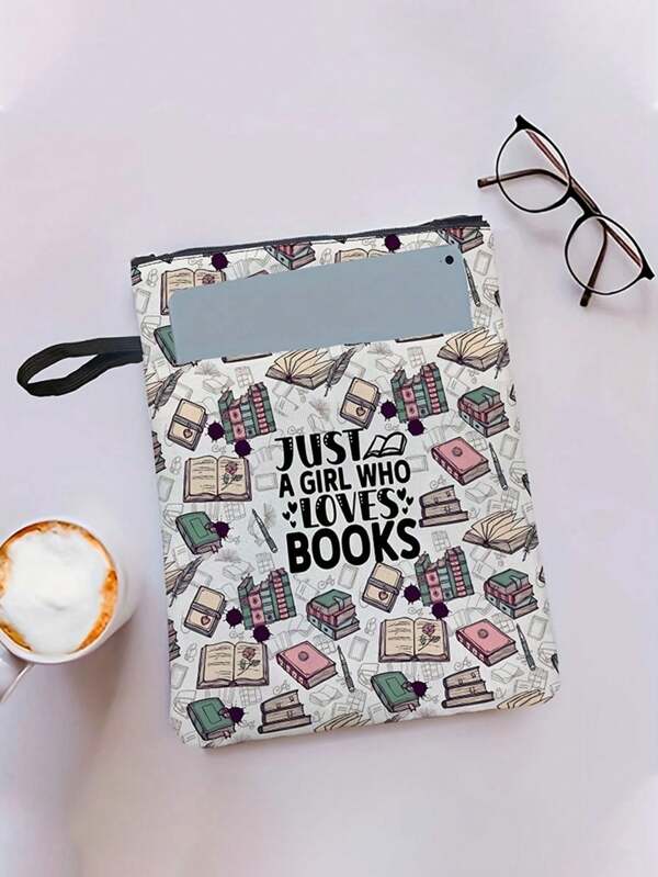 1pc Cartoon Book Cover Text Book Protector Cover, Washable Fabric Book Sleeve With Zipper And Extra Pocket, Durable For Girl, Boy, Book Lover, Back To School Gift