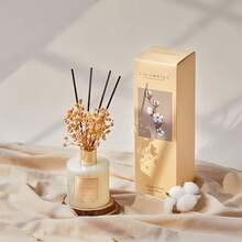 10/20/30/40/50pcs Preserved Flower, Cotton & Reed Diffuser Set, Clean Linen Scented Essential Oil Diffuser With Rattan Sticks For Bathroom Shelf Decoration