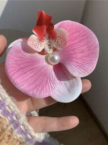 1 pieza Pinza de pelo con flor azul de orquídea acrílica soñadora y dulce, accesorio de pelo para salidas y sesiones de fotos, accesorio de pelo con flores