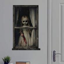 Decorazioni da parete per feste di Ognissanti spaventose - Sagoma di ragazza o ragazzo spettrale per finestre, decorazioni da parete, porta del garage, adesive, facili da applicare e rimuovere, decorazioni per Ognissanti, finte decorazioni per finestre di Ognissanti, decorazioni inquietanti per la casa. Decorazioni per Ognissanti, Natale, Ringraziamento, matrimonio, casa, autunno, compleanno, feste, interni, vacanze, festival, pareti, ornamenti di Ognissanti
