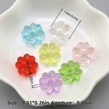 50pcs Assorted Color Lucky Four-Leaf Clover Transparent Acrylic Beads With Holes For Bracelet And Jewelry Making - Multicolor - View 8