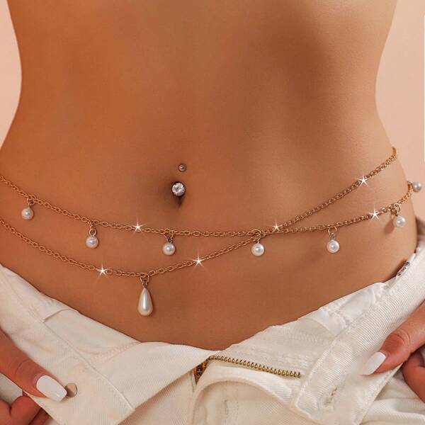 Metallperlen-Kette personalisierter Körperschmuck, vielseitige Bikini-Taillen-Kette, Streetwear-Accessoire