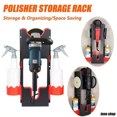 5pcs Wall-Mounted Car Polishing Tool Holder, Polisher Hanger For Car Detailing Tools, Waxing Polishing Machine, Polisher Stand, Car Polisher Buffing Pad Storage Rack