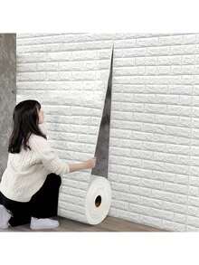 70cmx100cm 3D Foam Brick Wall Stickers Waterproof Self Adhesive Wallpaper Living Room Decoration Wall Decal Home Decor Wallcoverings - Multicolor - View 1