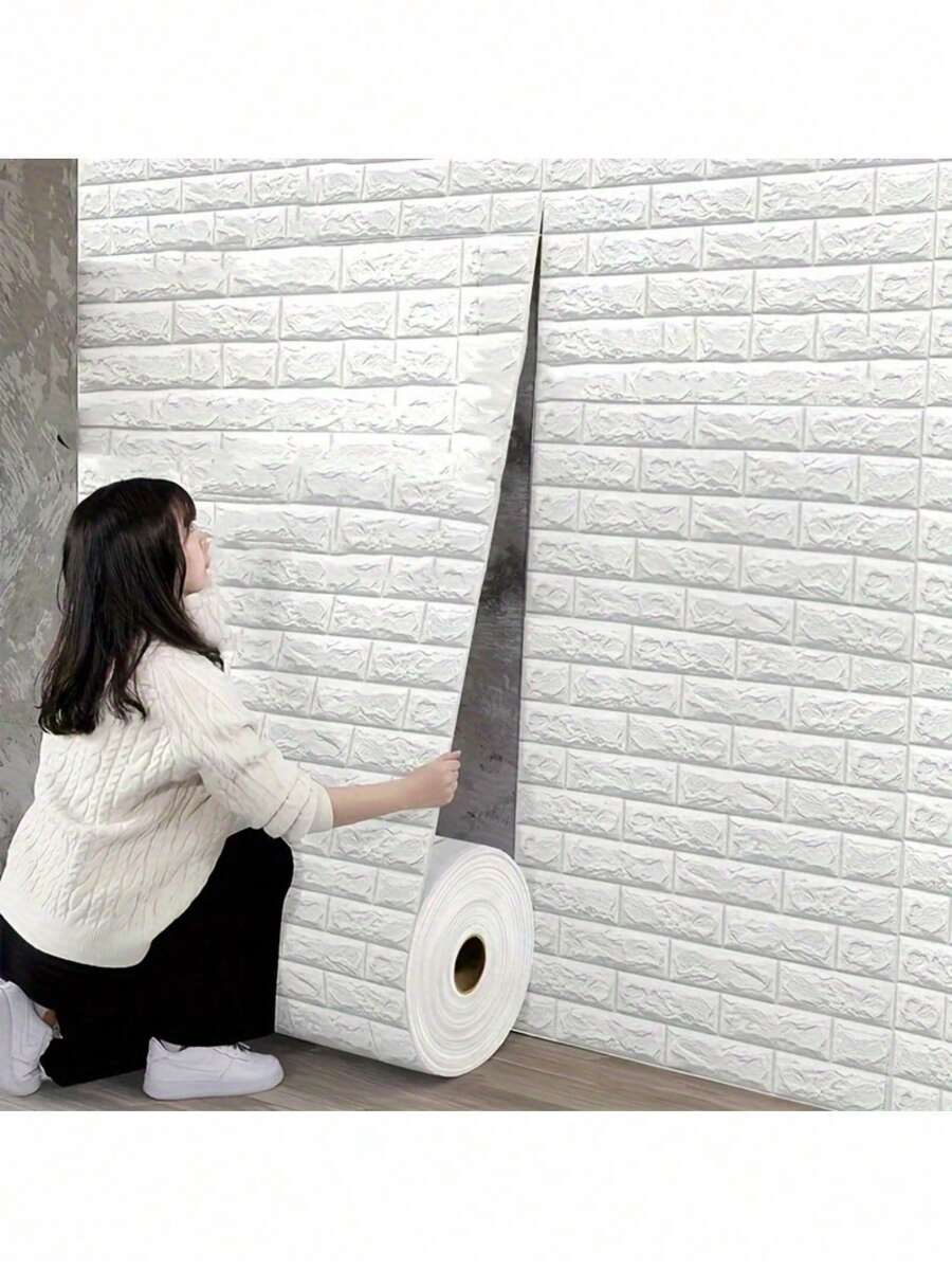 70cmx100cm 3D Foam Brick Wall Stickers Waterproof Self Adhesive Wallpaper Living Room Decoration Wall Decal Home Decor Wallcoverings - Multicolor - View 1