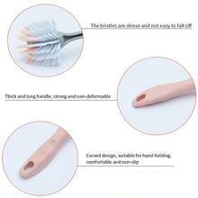 1pc Multi-Purpose Kitchen Cleaning Brush With Long Handle - Durable Plastic, Ideal For Pots, Dishes & Household Surfaces - Multicolor - View 4