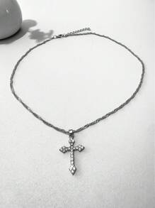 Elegant Cross Necklace With Cubic Zirconia – Minimalist Collarbone Chain | Sparkling Zirconia Inlay, Perfect For Daily Wear & Ideal Gift For Back-To-School, Halloween, Christmas, Valentine's Day & More