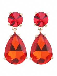 ACEHLN 1 par de pendientes de botón de aleación de zinc con estilo norteamericano con colgante de gota de cristal, pendientes de lujo decorados con diamante de imitación para bodas y ocasiones formales - Estilo 1 - Ver 17