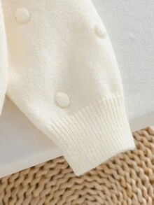 Young Girl Floral Applique Front Button Long Sleeve Cardigan, Autumn/Winter