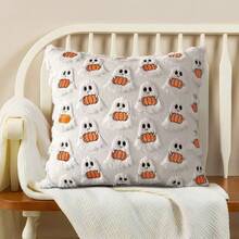 1 pièce Housse de coussin décorative en forme de petit fantôme citrouille pour l'automne, housse de coussin moelleuse et douce pour la décoration de la pièce pendant la récolte d'automne, la Thanksgiving/Halloween. Décoration d'Halloween pour la maison. - Multicolore - Voir 4