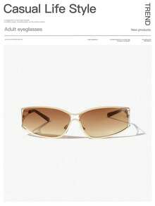 2pcs Y2K Metallic Frame Fashion Glasses, Suitable For Music Festivals, Summer Outings And Travel Accessories - Multicolor - View 3