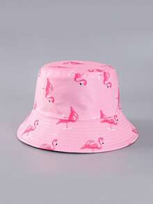 1 Stück Mode Flamingo Muster umkehrbarer Fischerhut, unisex Outdoor Lässig Sonnenhut, geeignet für den Urlaub