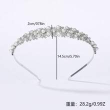 1 pièce Serre-tête en métal ton argent, accessoire à cheveux en alliage plaqué strass, convient pour le mariage et les festivals